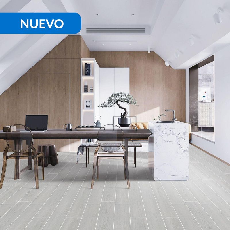 HOLZTEK - Gres Porcelánico 15x90 cm GEO LIGHT GREY Gris Claro 1.08 m2
