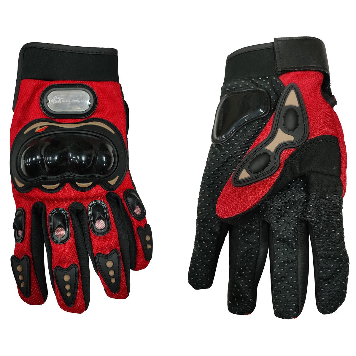 AUTOSTYLE - Guantes para Moto de Tela G Negro y rojo