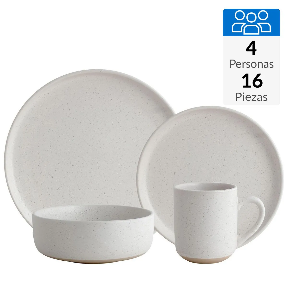 JUST HOME COLLECTION - Juego de Loza 16 Piezas Cerámica Polonia Blanco