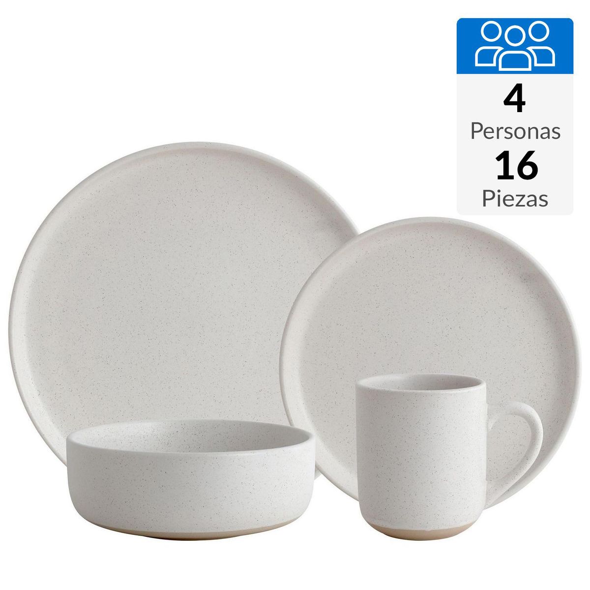 JUST HOME COLLECTION - Juego de Loza 16 Piezas Cerámica Polonia Blanco