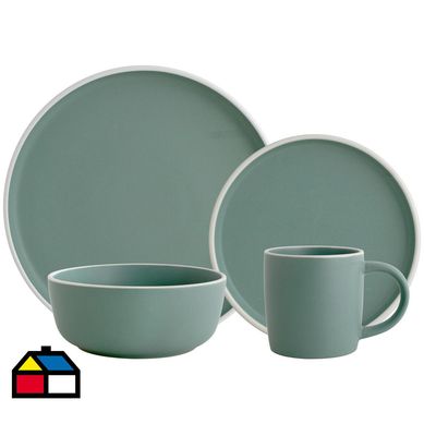Juego de vajilla 16 piezas milano menta
