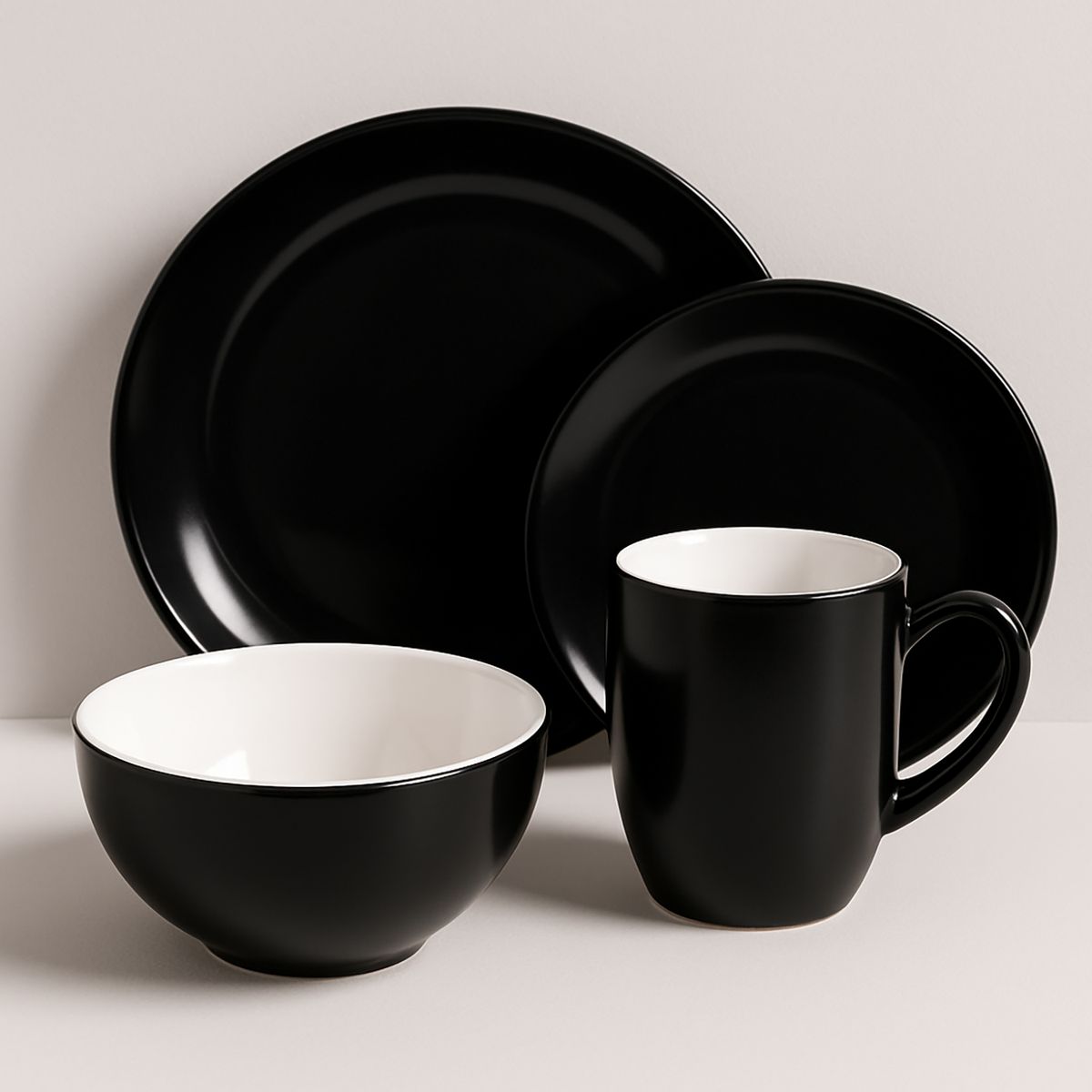  - Combo Juego de Loza 16 piezas Vajilla Negra 4 personas