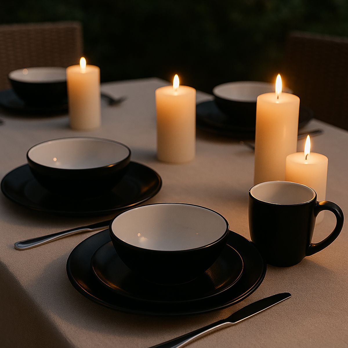  - Combo Juego de Loza 16 piezas Vajilla Negra 4 personas