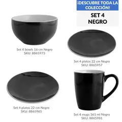 JUST HOME COLLECTION - Set 4 bowls 16 cm negro
