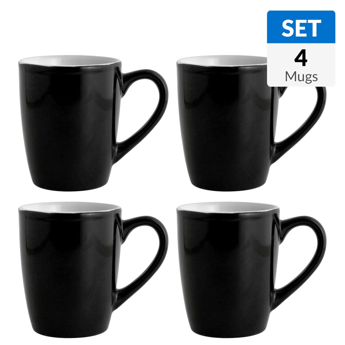 JUST HOME COLLECTION - Set 4 mugs 365 ml negro