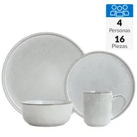 Juego de Loza 16 Piezas Cerámica Seul Gris 4 Personas