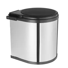 JUST HOME COLLECTION - Basurero Colgante 9 Litros Acero Inoxidable Plateado