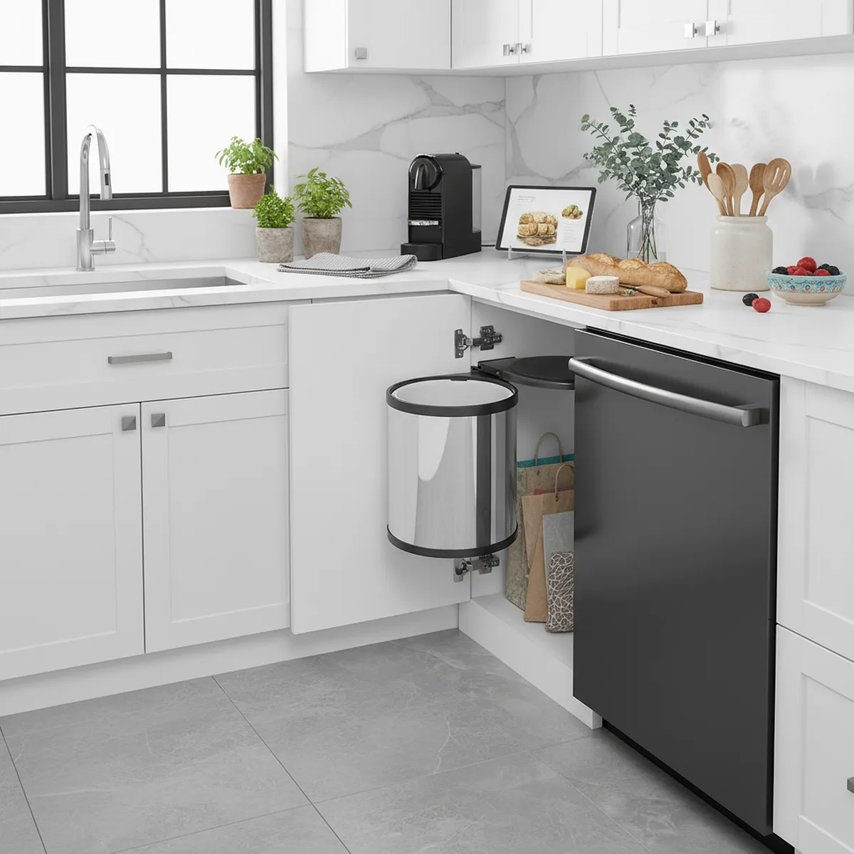 JUST HOME COLLECTION - Basurero Colgante 14 Litros Metal Plateado