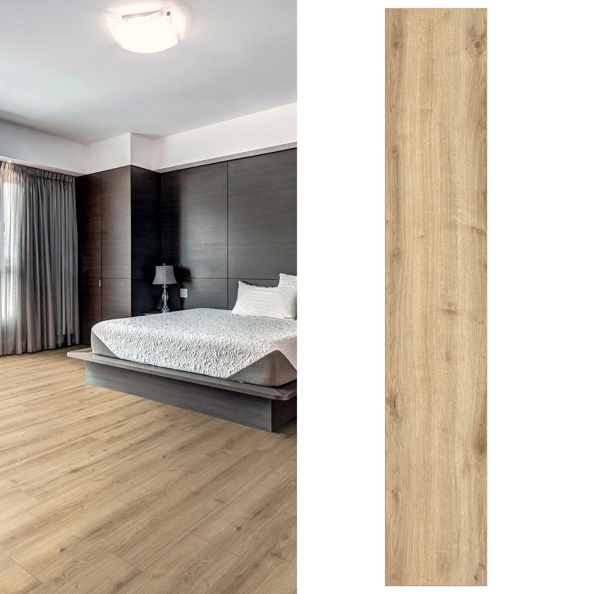 HOLZTEK - Piso Flotante 8 mm Luxor Oak Platinum Café Claro 2.69 m2