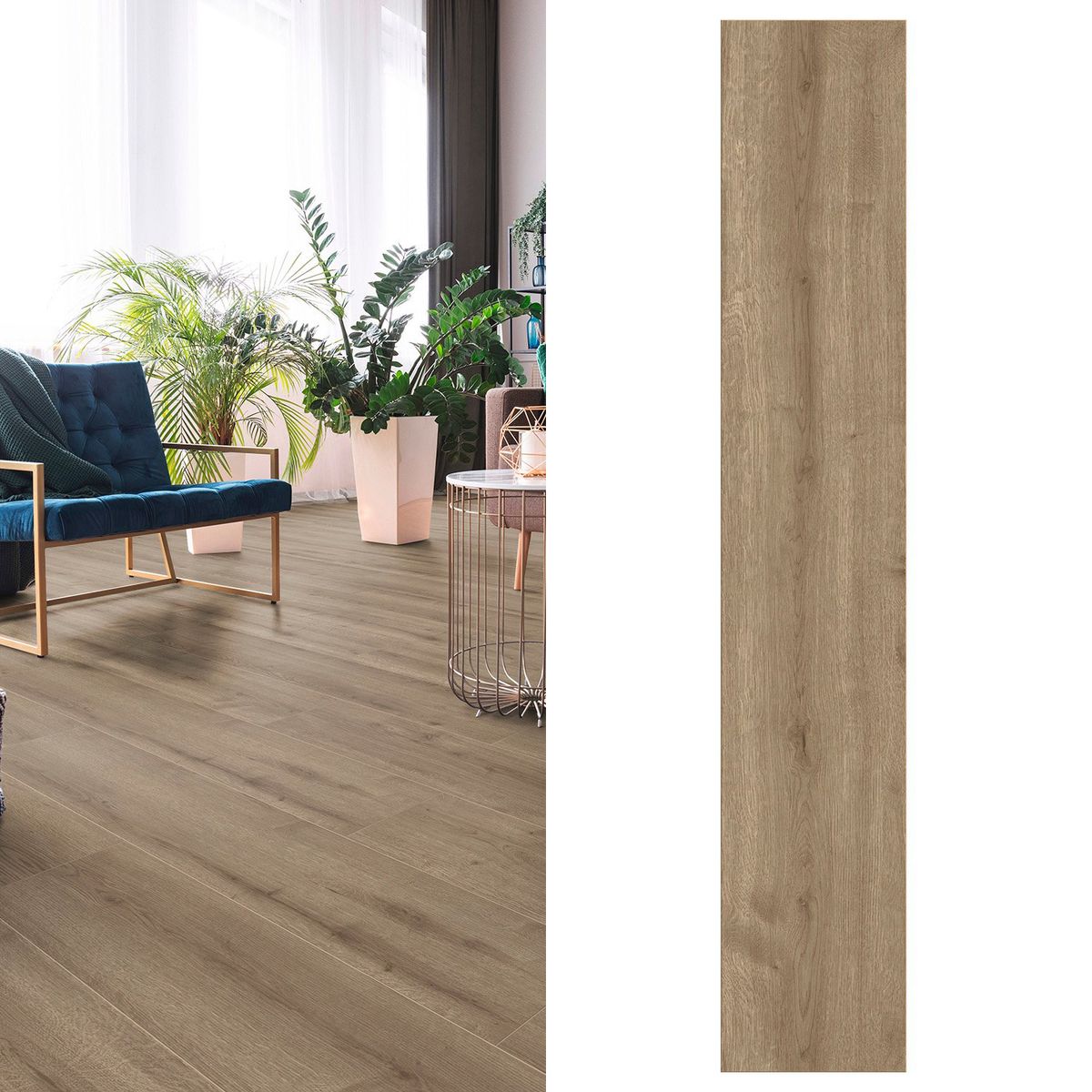 HOLZTEK - Piso Flotante 8 mm Luxor Oak Titanium Café 2.69 m2