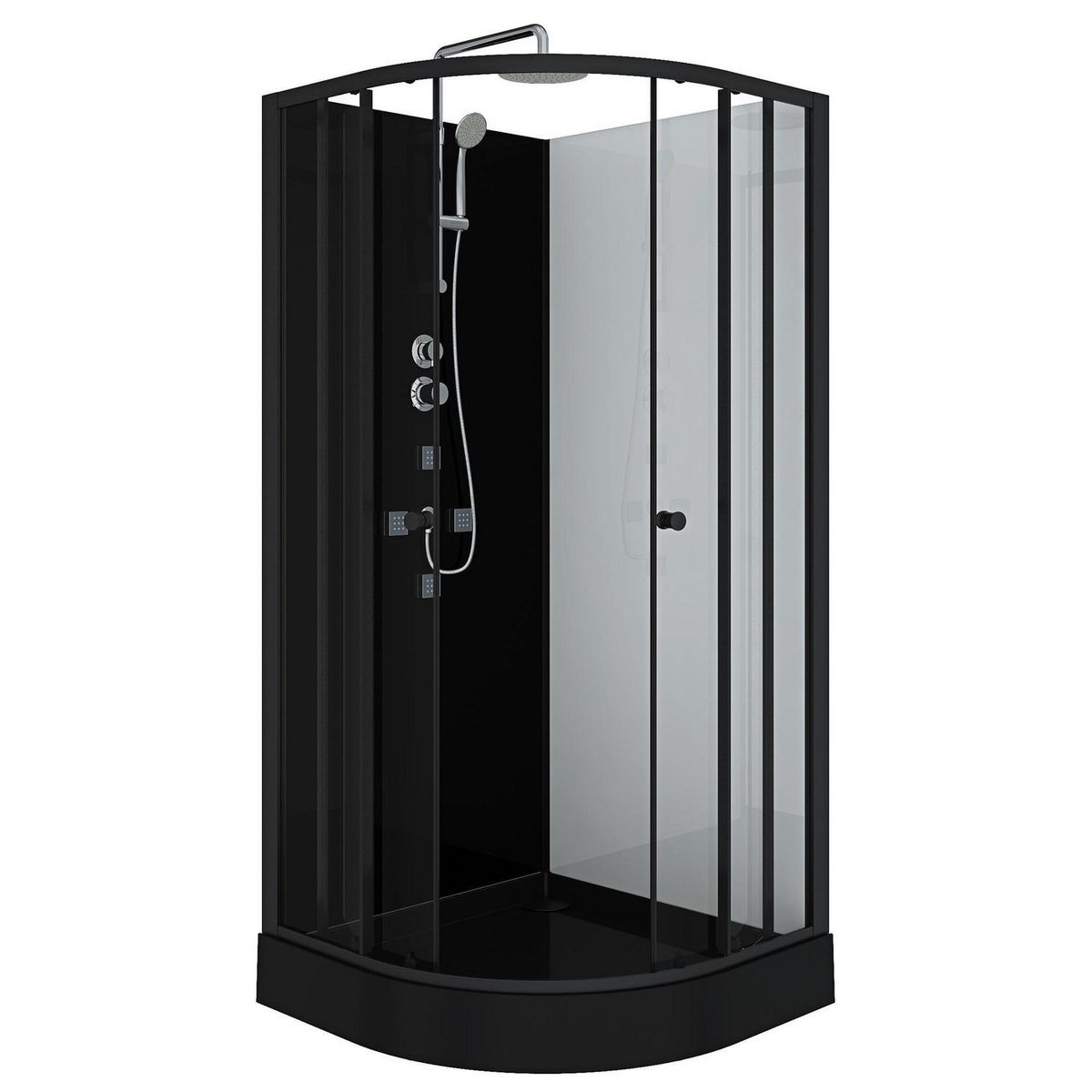 SENSI DACQUA - Cabina Curva 90x90x226 cm Negro/Blanco