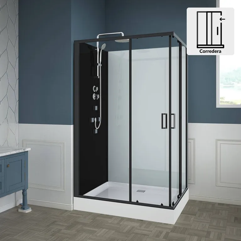 Cabina Rectangular 120x90x226 cm Negro