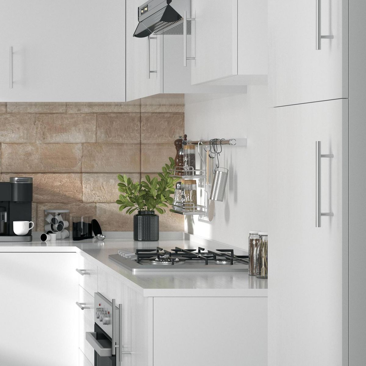 JUST HOME COLLECTION - Barra cocina 8 ganchos ngr