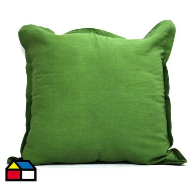 Cojn lino borde 60x60 cm verde