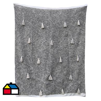 Manta woven emb 130x160 cm negra/blanca