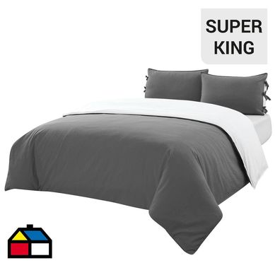 Funda plumn cotton lino sper king negra.