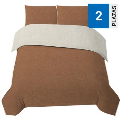 Funda plumn polylin 2 plazas camel/natural