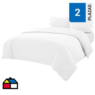 Funda plumn cotton lino 2 plazas blanca.