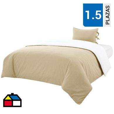 Funda plumn cotton lino 1,5 plazas beige