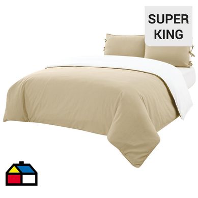 Funda plumn cotton lino sper king beige