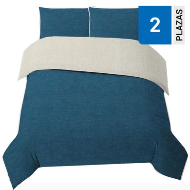 Funda plumn polylin 2 plazas azul/natural