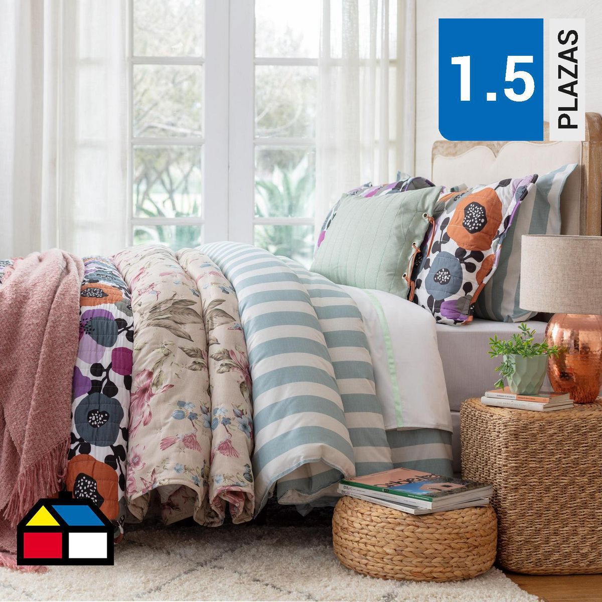 HOMY - Sábana 1.5 plazas 180 Hilos Blanco