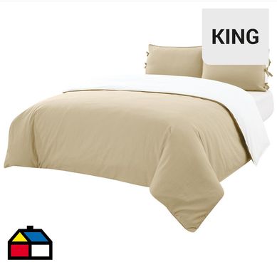 Funda plumn cotton lino king beige