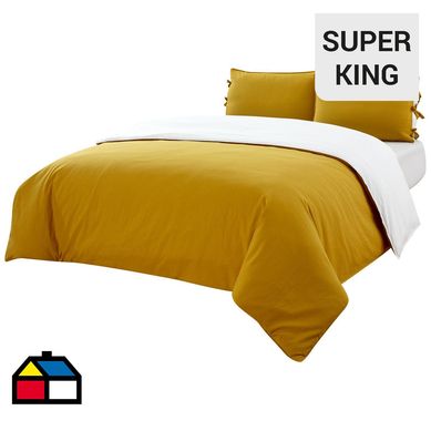Funda plumn cotton lino sper king mostaza