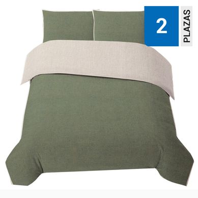 Funda plumn polylin 2 plazas olive/natural
