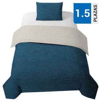 Funda plumn polylin 1,5 plazas azul/natural