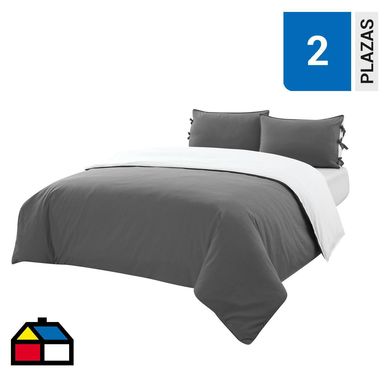 Funda plumn cotton lino 2 plazas negra