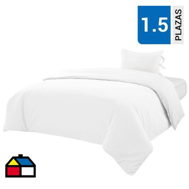 Funda plumn cotton lino 1,5 plazas blanca.