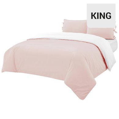 Funda plumn cotton lino king rosa