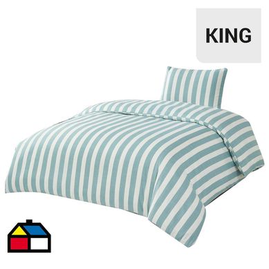 Funda plumn stripes King turquesa