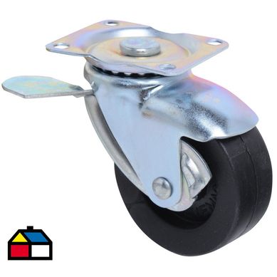 Rueda con placa para mueble 50 mm