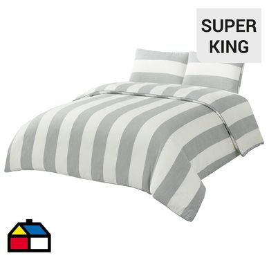 Funda plumn stripes sper king gris