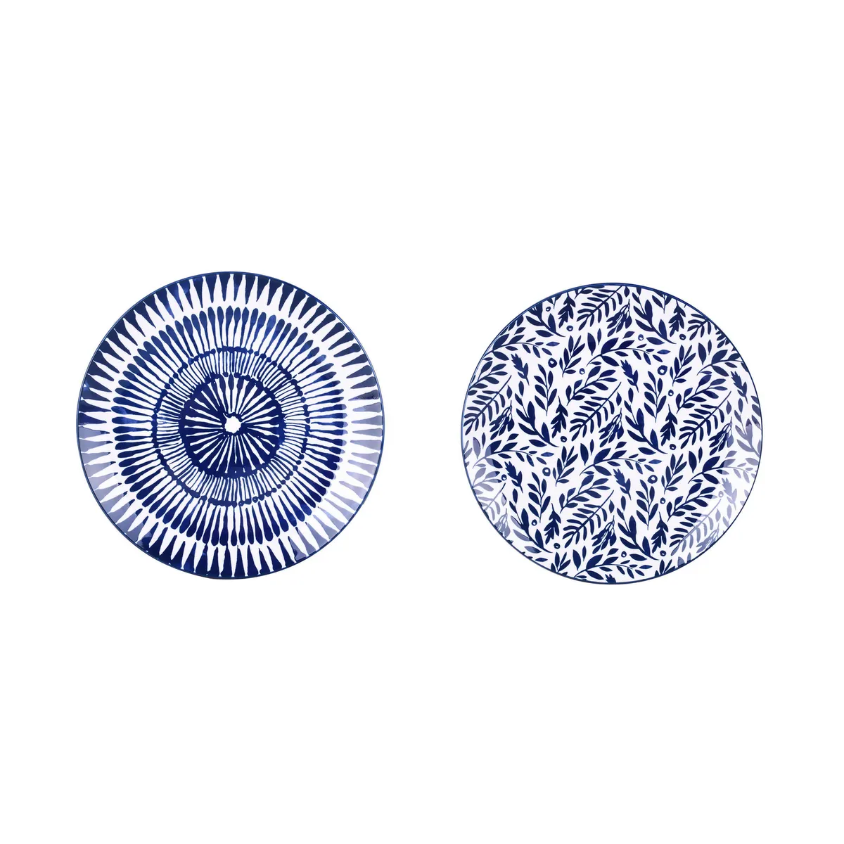 JUST HOME COLLECTION - Set Platos 27 cm 4 Piezas Cerámica Diseños Azul