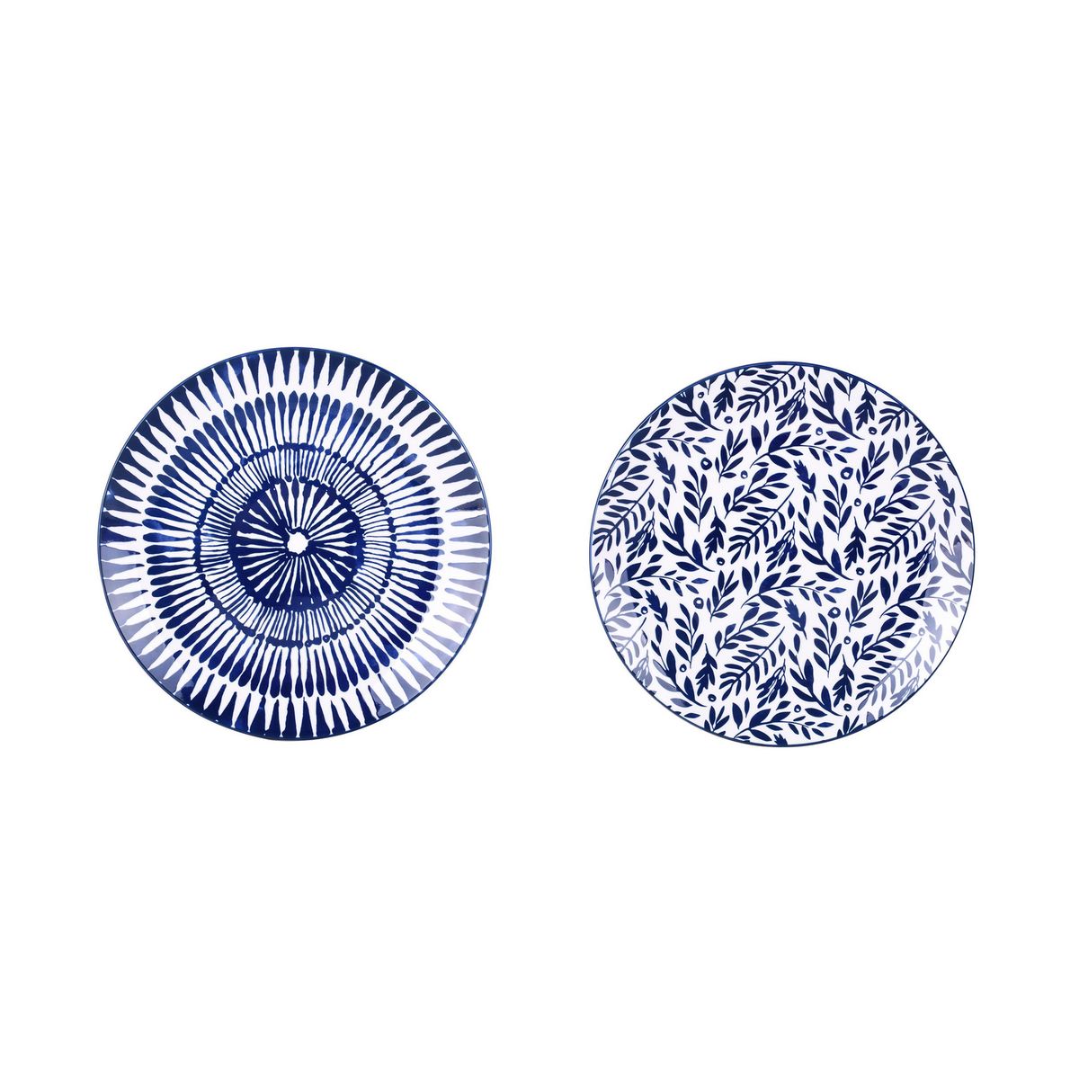 JUST HOME COLLECTION - Set Platos 27 cm 4 Piezas Cerámica Diseños Azul