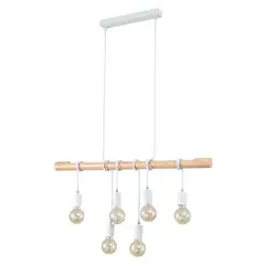 JUST HOME COLLECTION - Lámpara Colgante Hang 6 Luces E27 Natural/Blanco