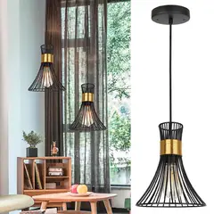 JUST HOME COLLECTION - Lámpara Colgante Cage 1 Luz E27 Negro