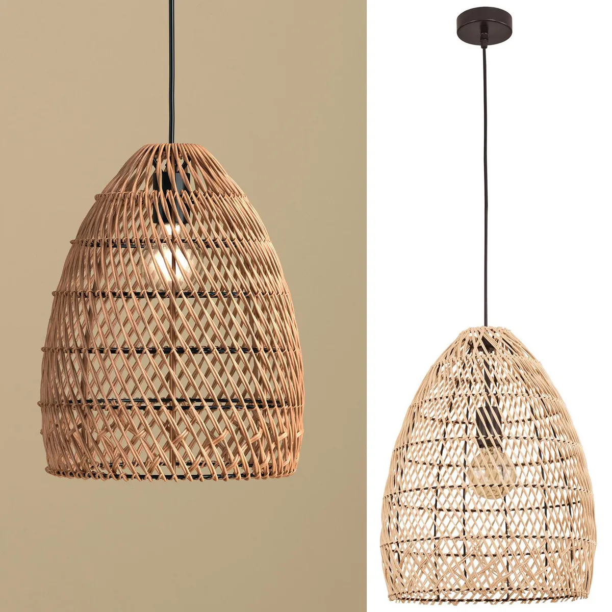 JUST HOME COLLECTION - Lámpara Colgante Cono Ratán Amarillo