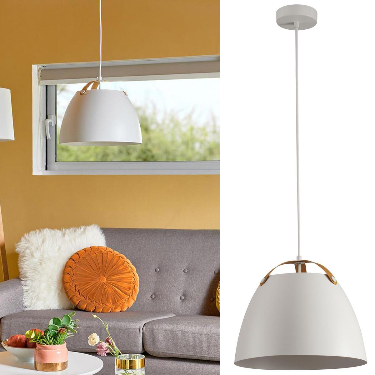 JUST HOME COLLECTION - Lámpara Colgante Travola Metal Blanco