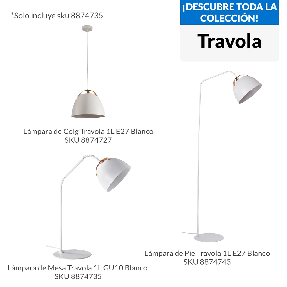 JUST HOME COLLECTION - Lámpara Mesa Travola Blanco 19x45 cm