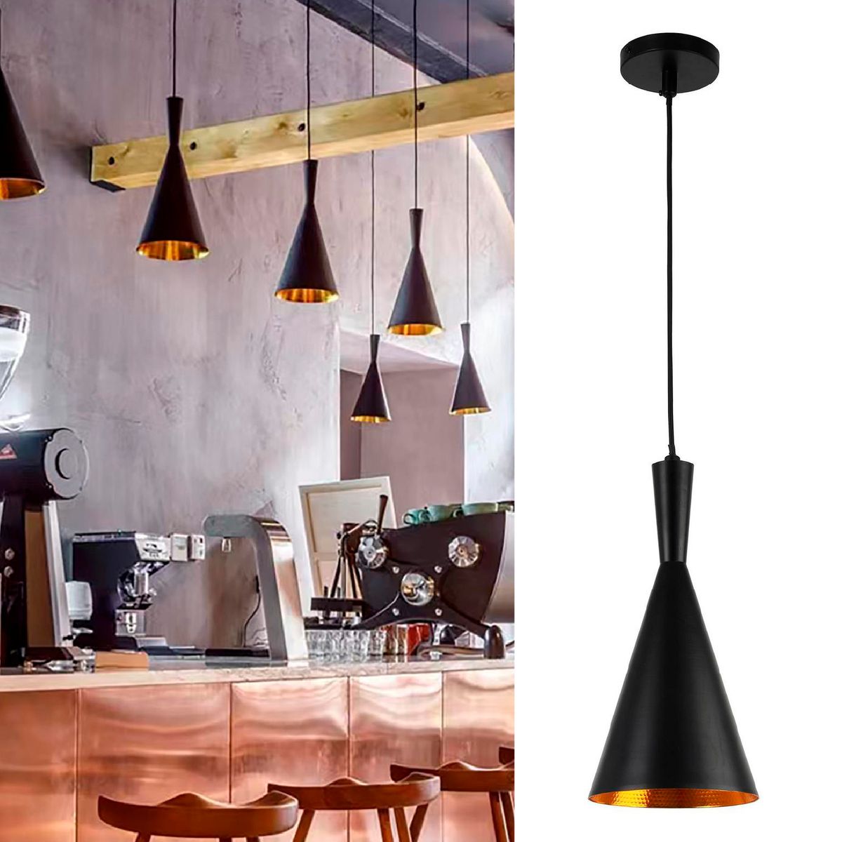 JUST HOME COLLECTION - Lámpara Colgante Tiru Metal Negro