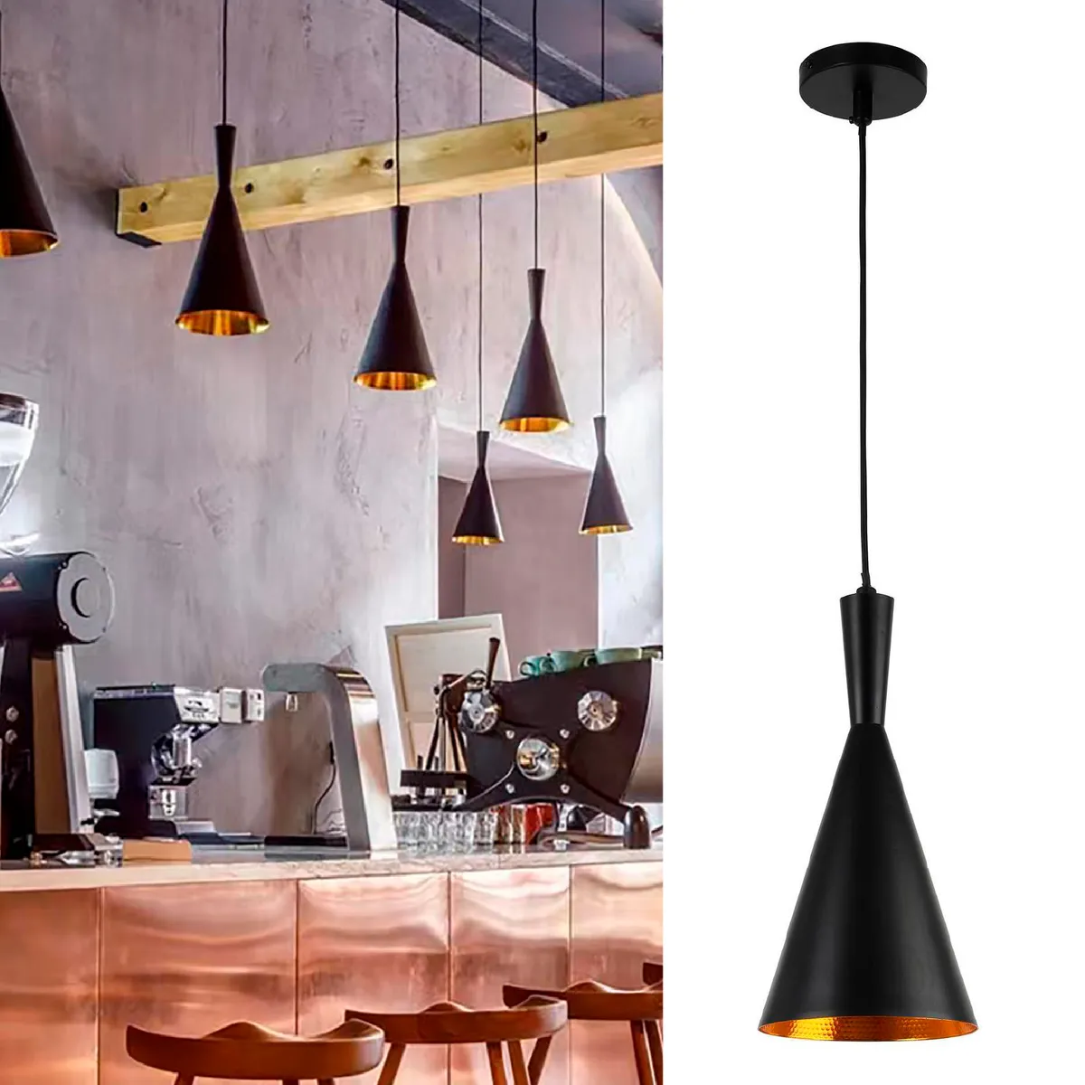 JUST HOME COLLECTION - Lámpara Colgante Tiru Metal Negro