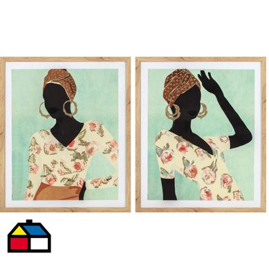 Set 2 cuadros african 53x63 cm