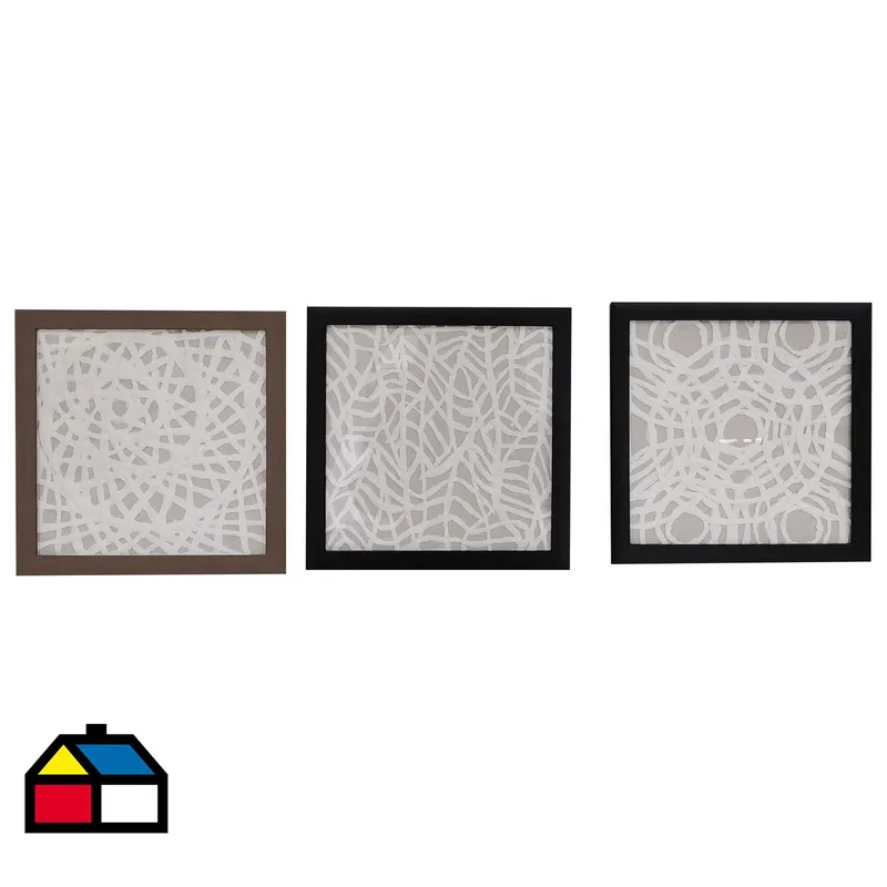 HOMY - Set 3 Cuadros Arte en Papel 26x26 cm