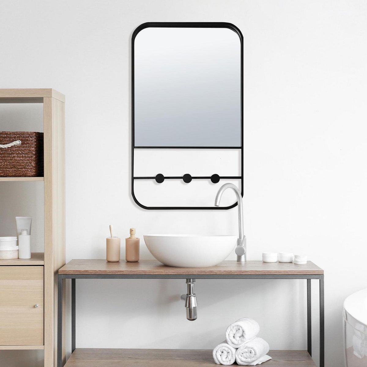 HOMY - Espejo rectangular 50x80 cm con perchero