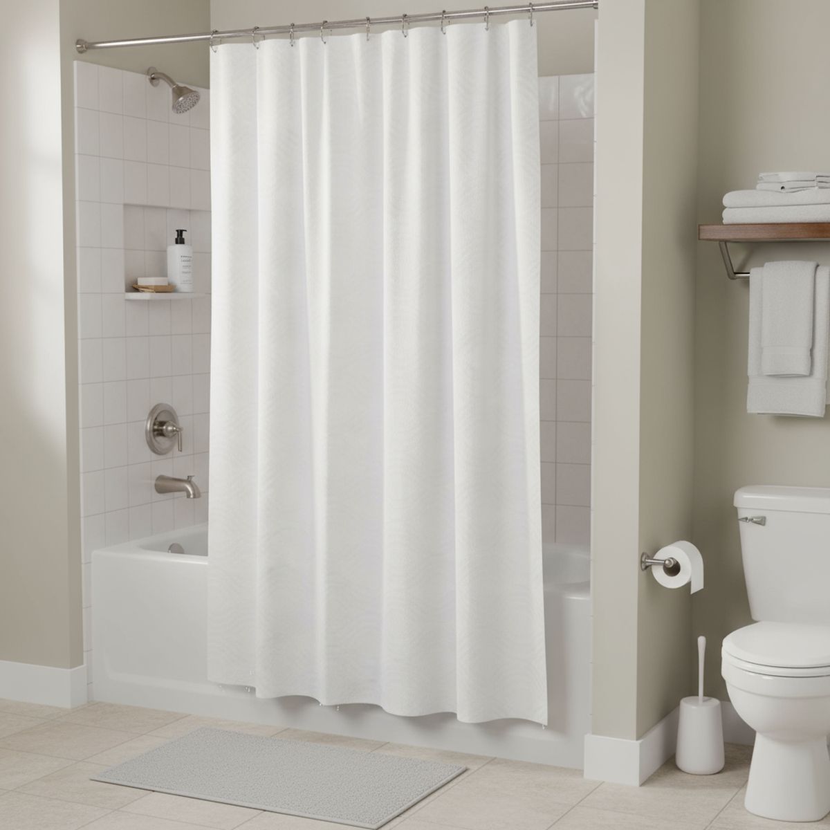 MSV - Cortina De baño 180x200 cm Blanco