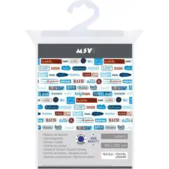 MSV - Cortina de baño labels 180x200 cm